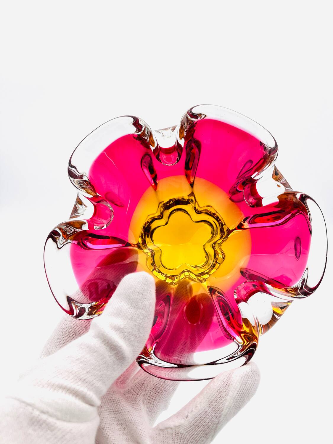 Sommerso Coupe Josef Hospodka - Bohemian Glass Art Design - Circa 60
