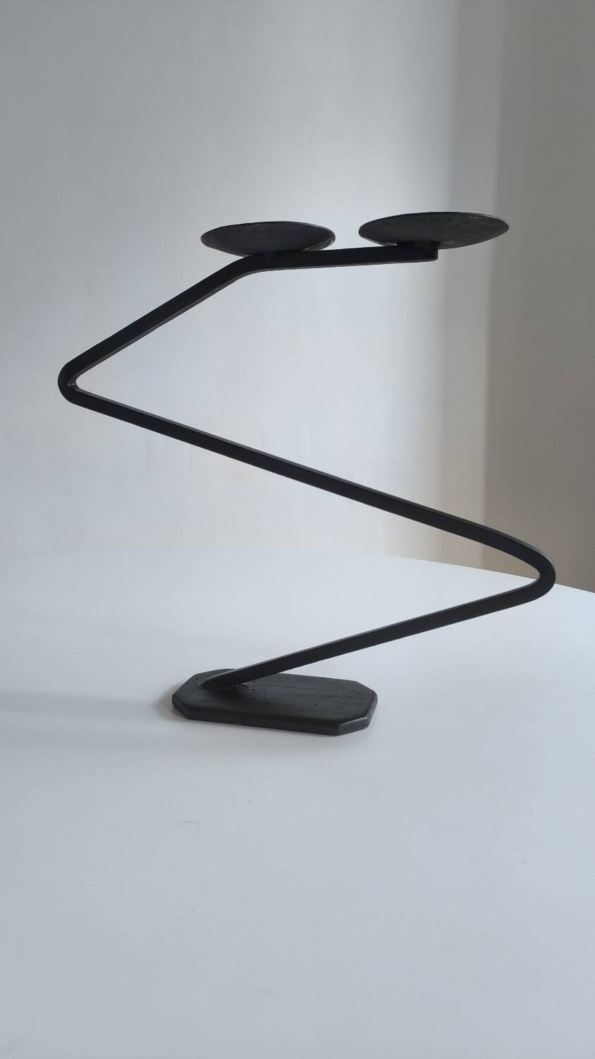 Brutalist wrought iron candle holder 1950
