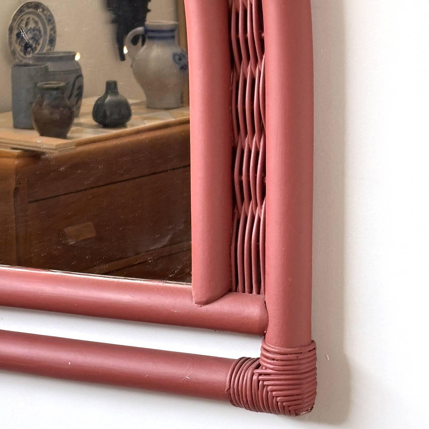 Miroir en bambou terracotta