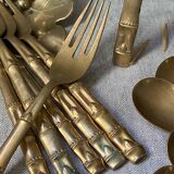 Nickel-plated bronze cutlery set, bamboo style