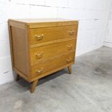 3-drawer chest with splayed legs, 1960s, honey color