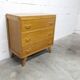 Commode 3 tiroirs pieds compas 1960 couleur miel