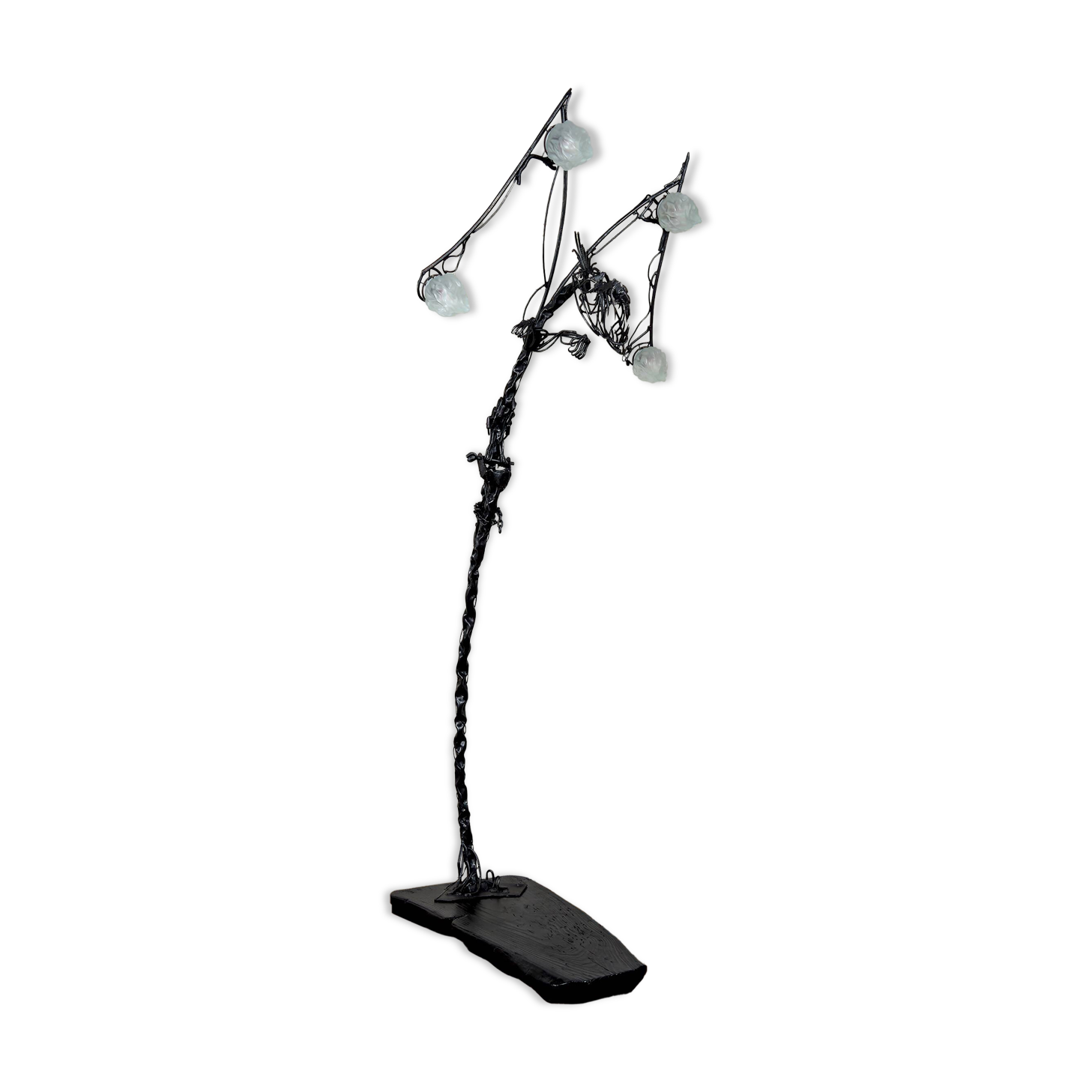 Brutalist sculptural wrought iron Dragon floor lamp, France