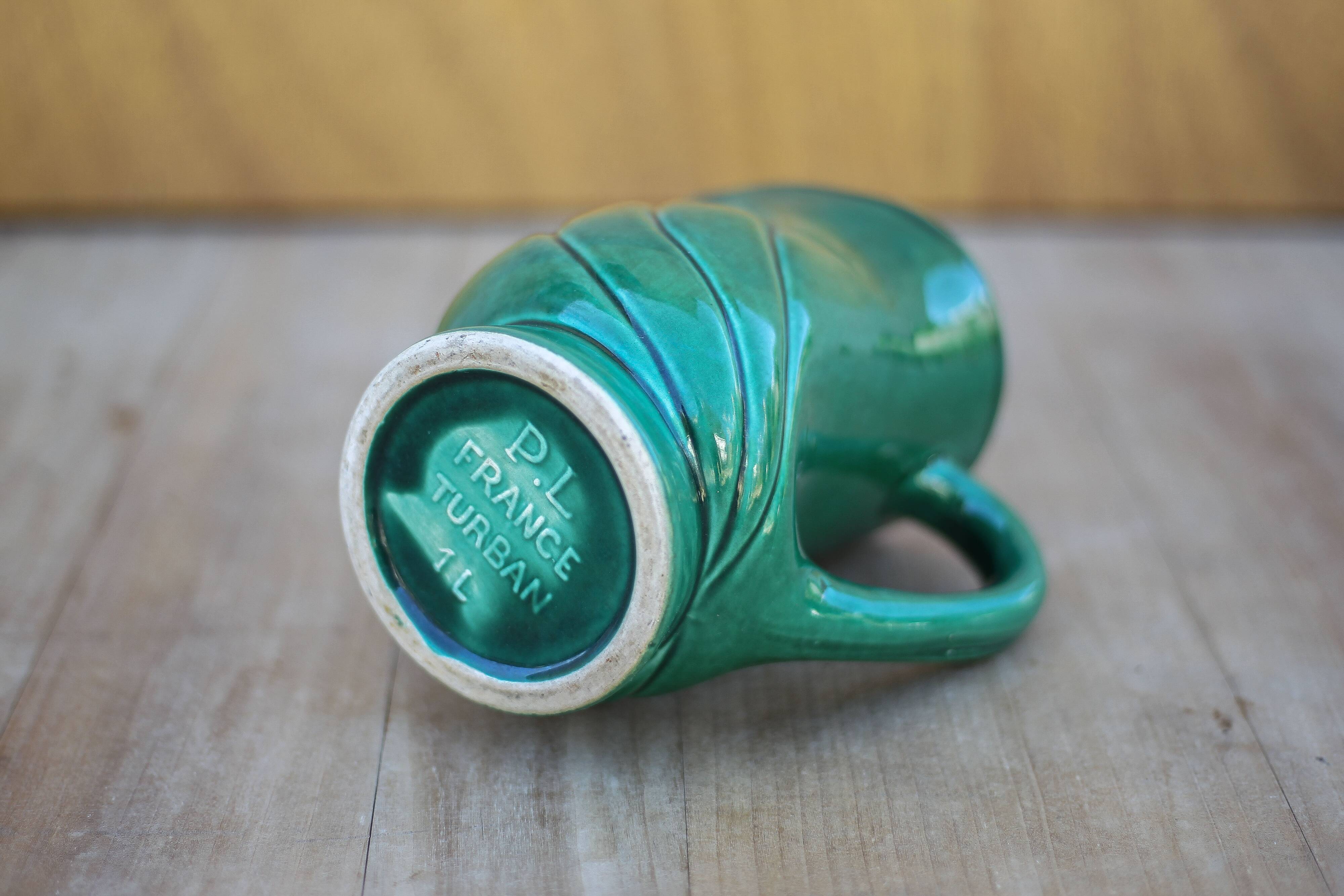 Vintage pitcher, vintage vase, Poët Laval turban model pitcher, PL France, vintage carafe, decoration