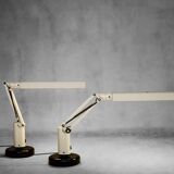 Beige plastic table lamp Lucifer, mid-century modern Scandinavian style.