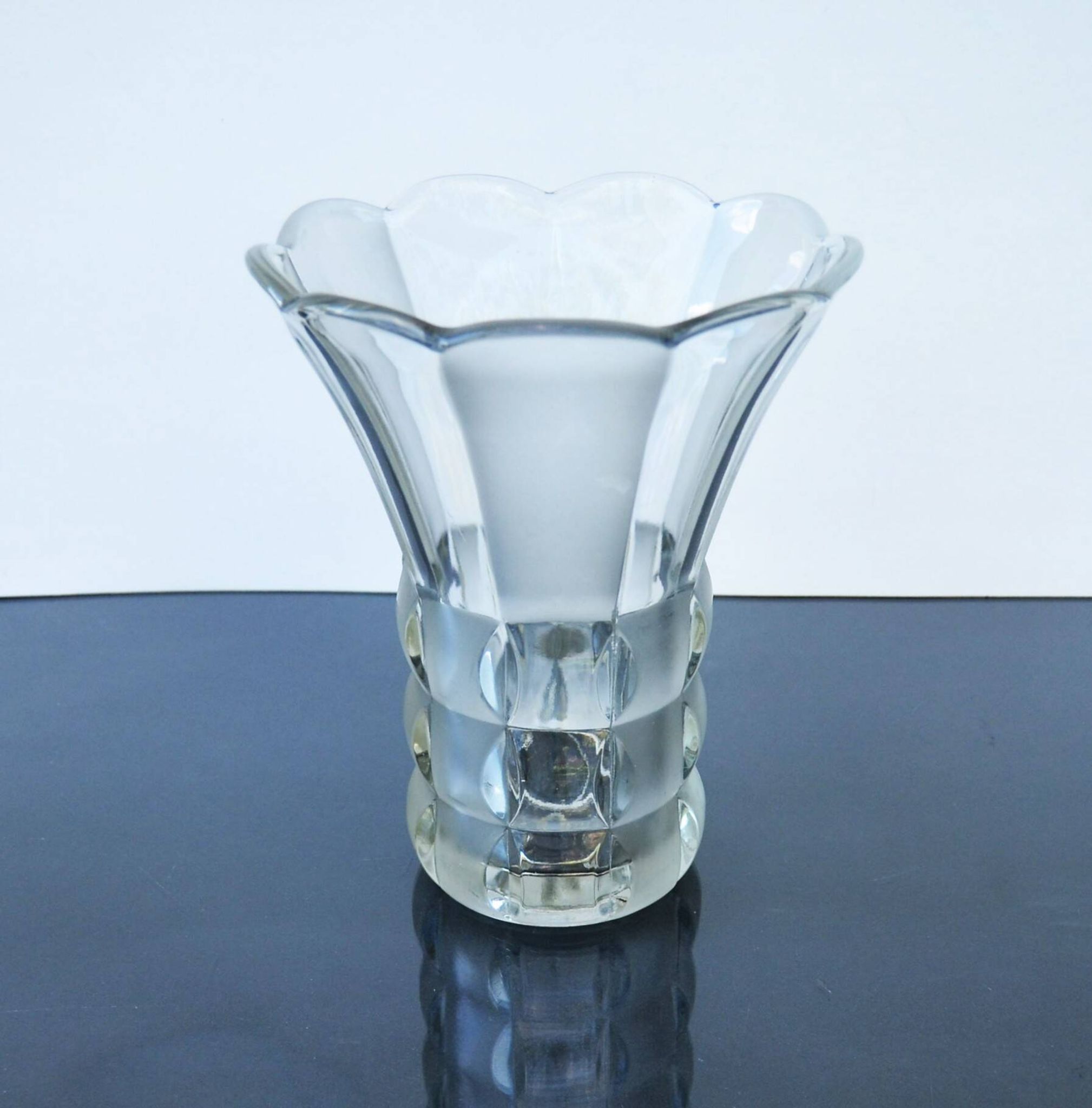 Art Deco Made in Czehoslovakia  Satin and Clear Glass - 22 cm tall