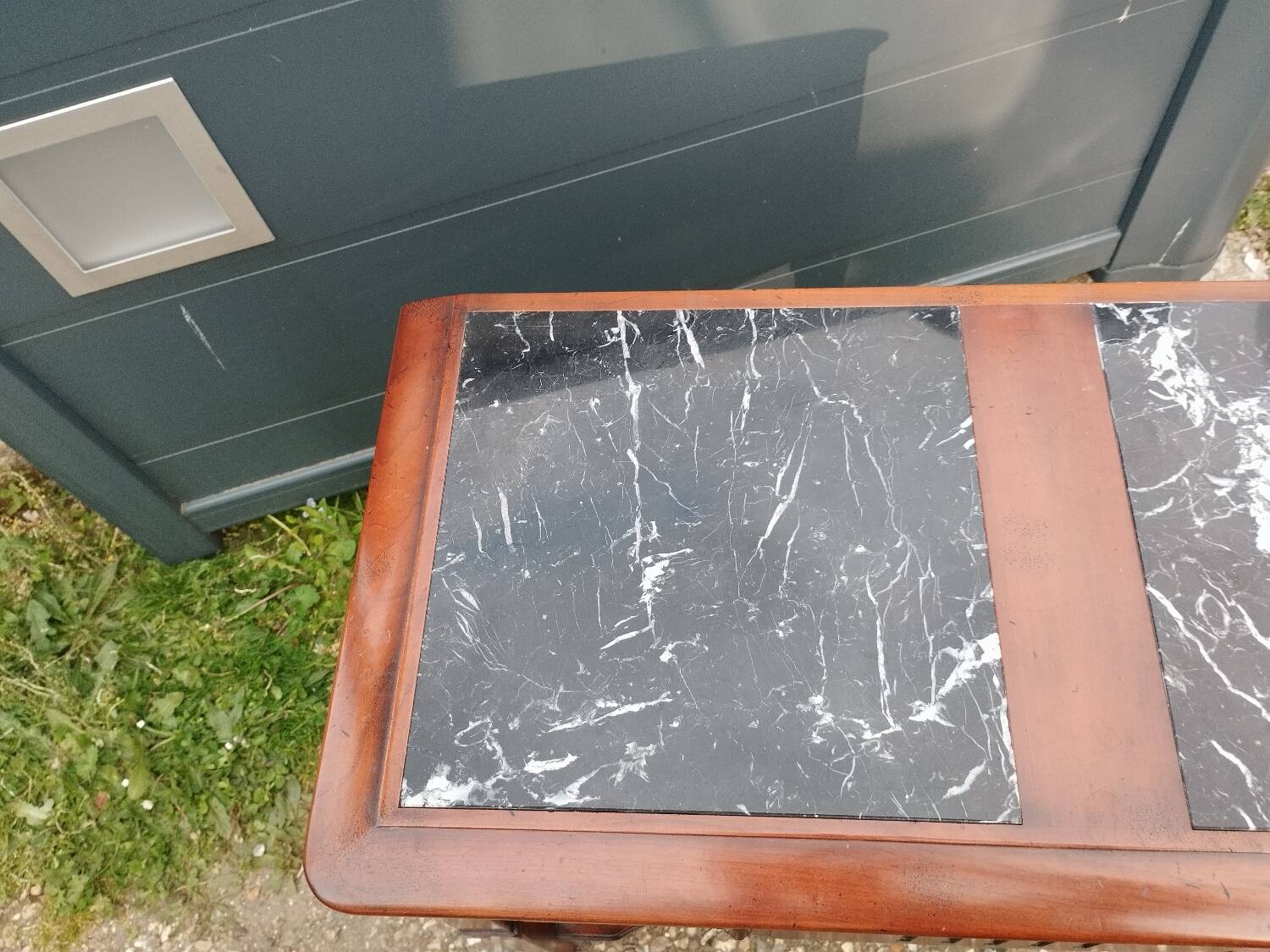 Bedside console old marble top Louis XVI style