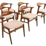 6 chaises Erik Kirkegaard pour Høng Stolefabrik modèle 49, milieu XXème
