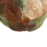 Murano Multicolored Green, Brown and Gold Glass Ceiling Lamp, Italy.