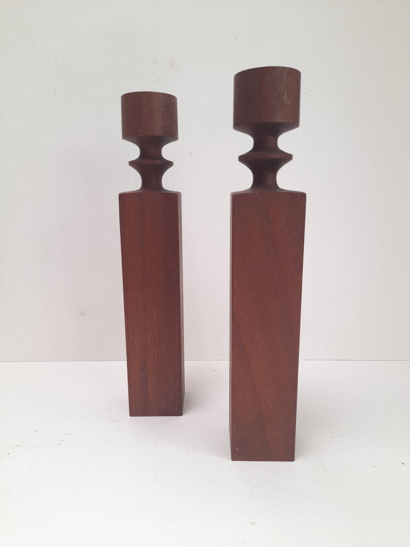 Pair of large Danish teak candlesticks from the 50s.
