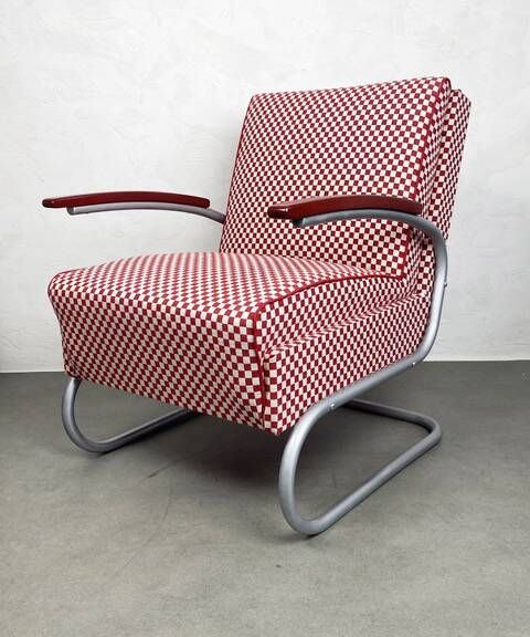 Thonet S-411 Armchair "Red & White"