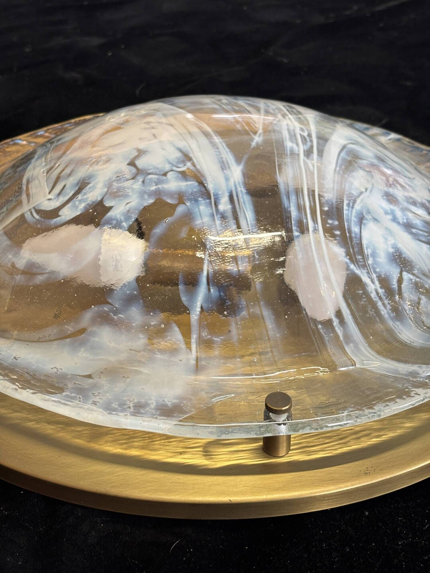 Large Hillebrand ceiling light in Murano glass and brass – 1970s