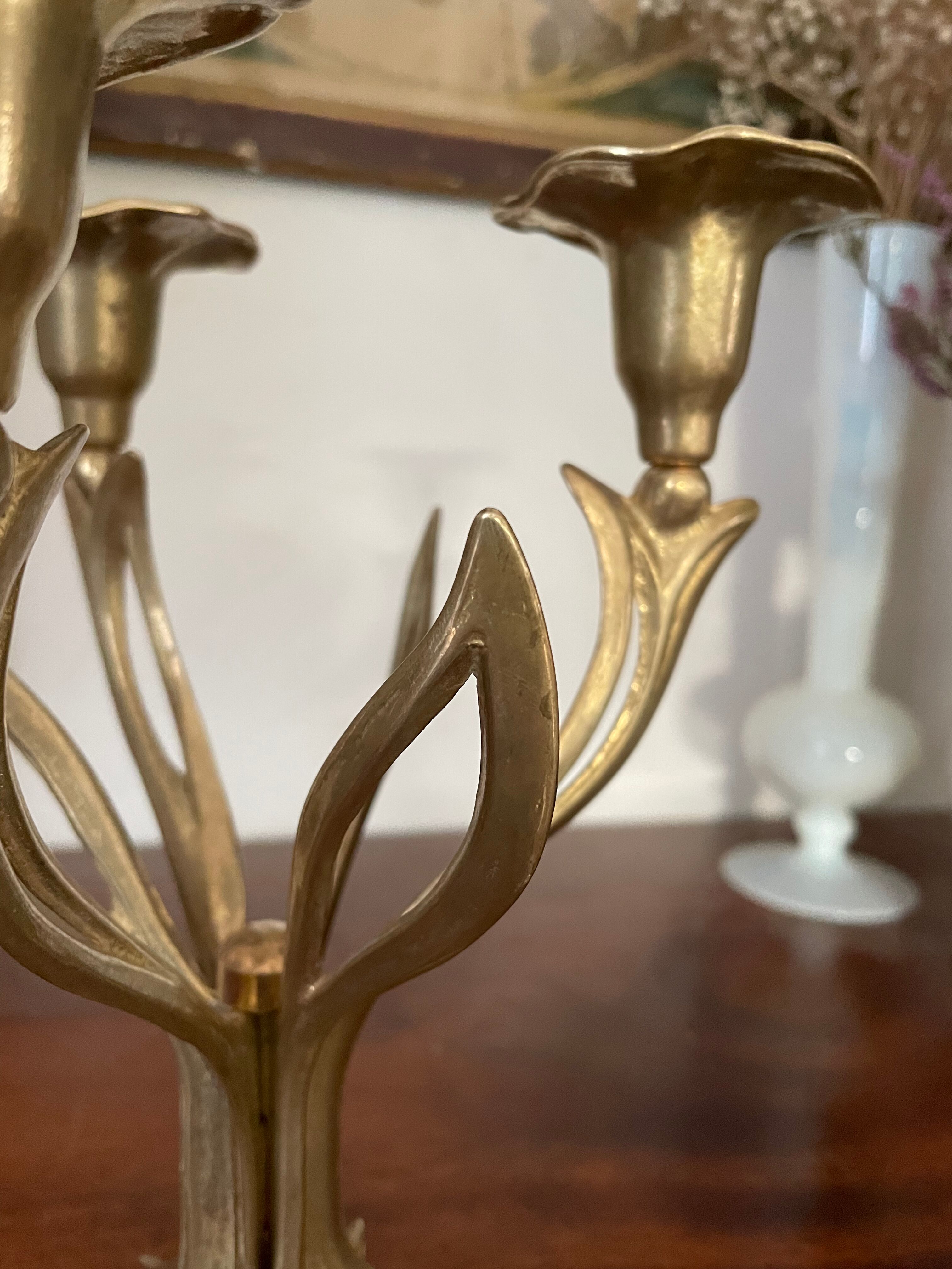 Brass flower candlestick
