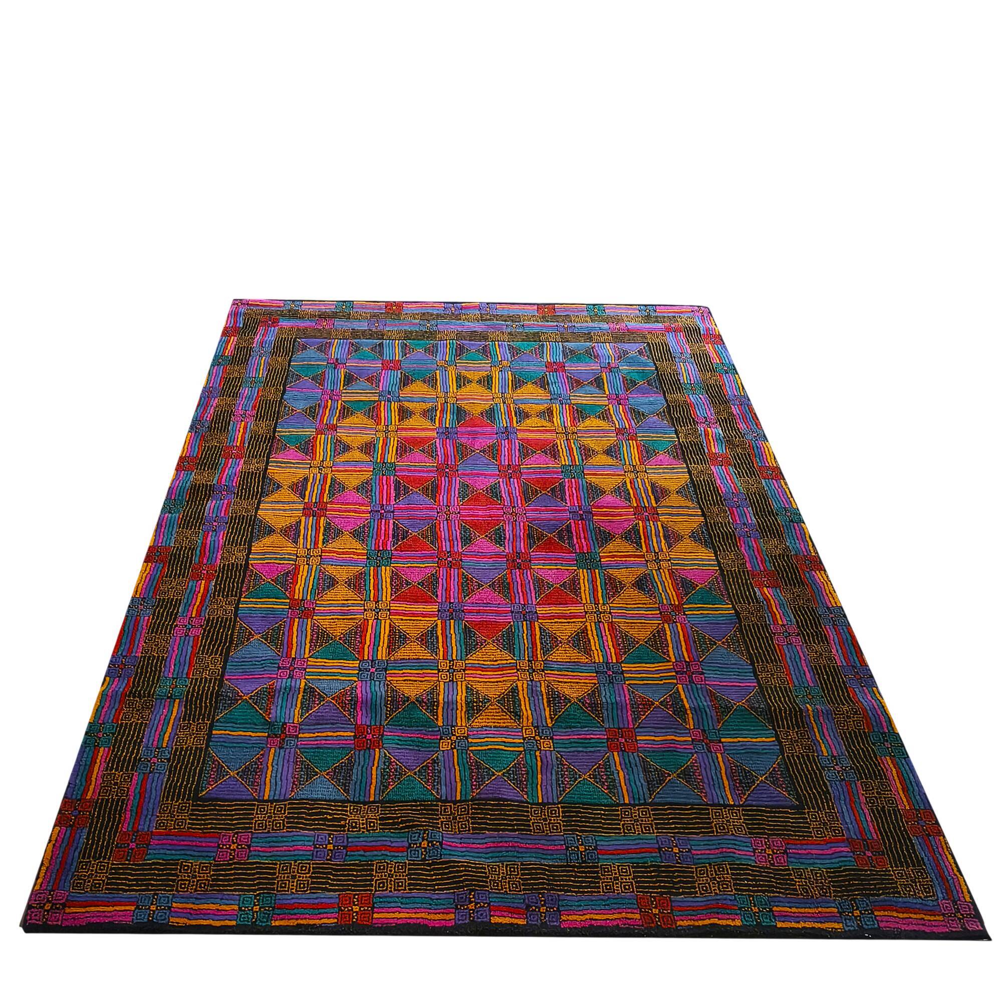 1980s Gorgeous Missoni Geometric Wool Rug for T&J Vestor