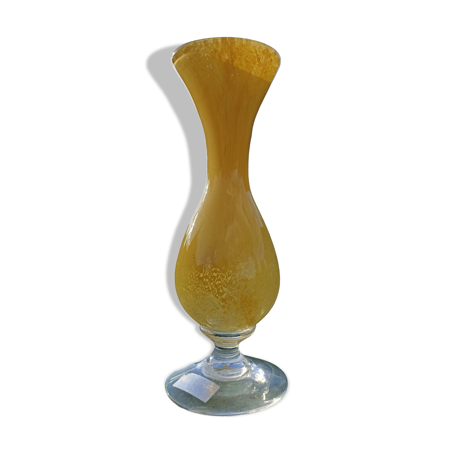 Yellow crystal vase - Cristallerie d'Aubusson