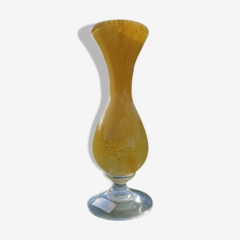 Vase en cristal jaune Cristallerie d'Aubusson