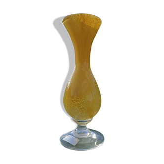 Vase en cristal jaune Cristallerie d'Aubusson