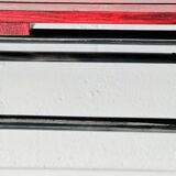 Red industrial pine bench, 1970s