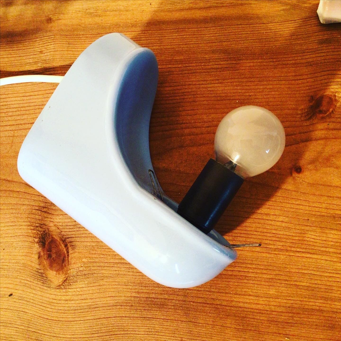 Pair of porcelain wall lamps