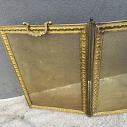 Antique brass fireplace screen from the 19th century by Bouhon Frères.