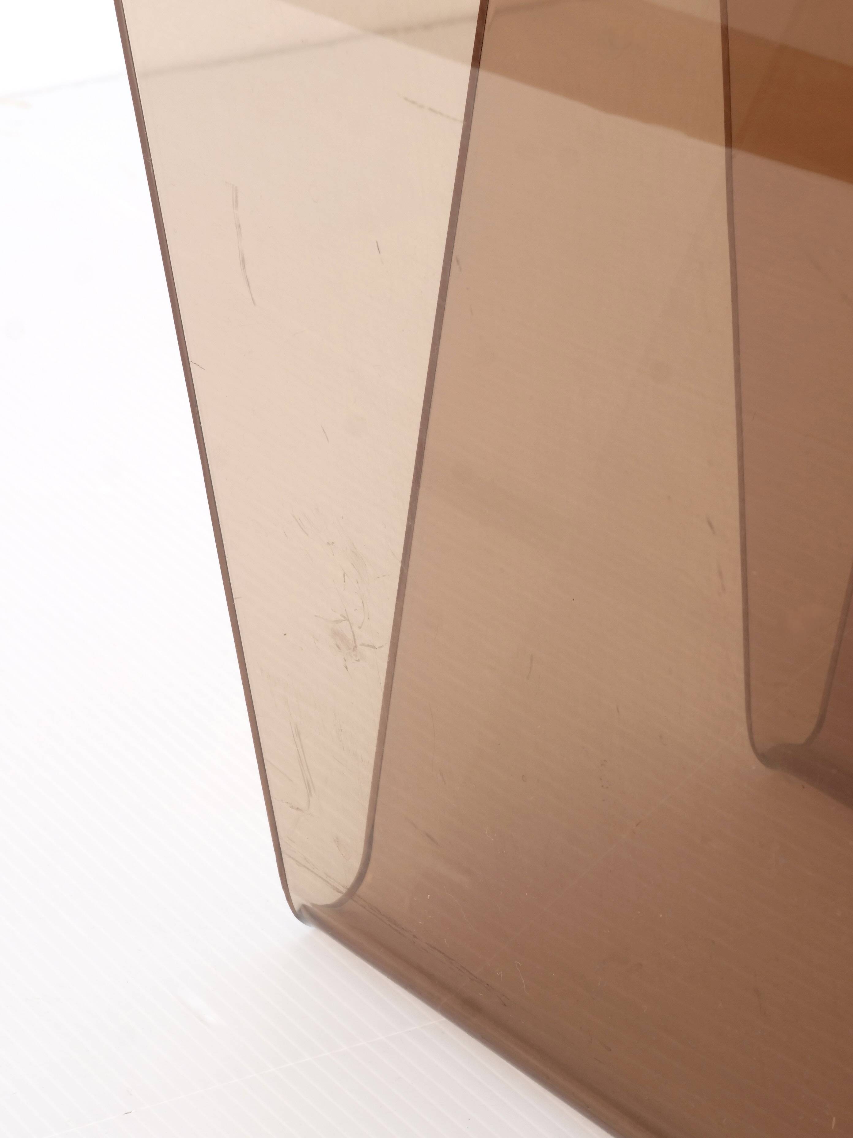 70's smoked plexiglass magazine rack