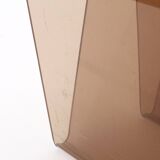 70's smoked plexiglass magazine rack