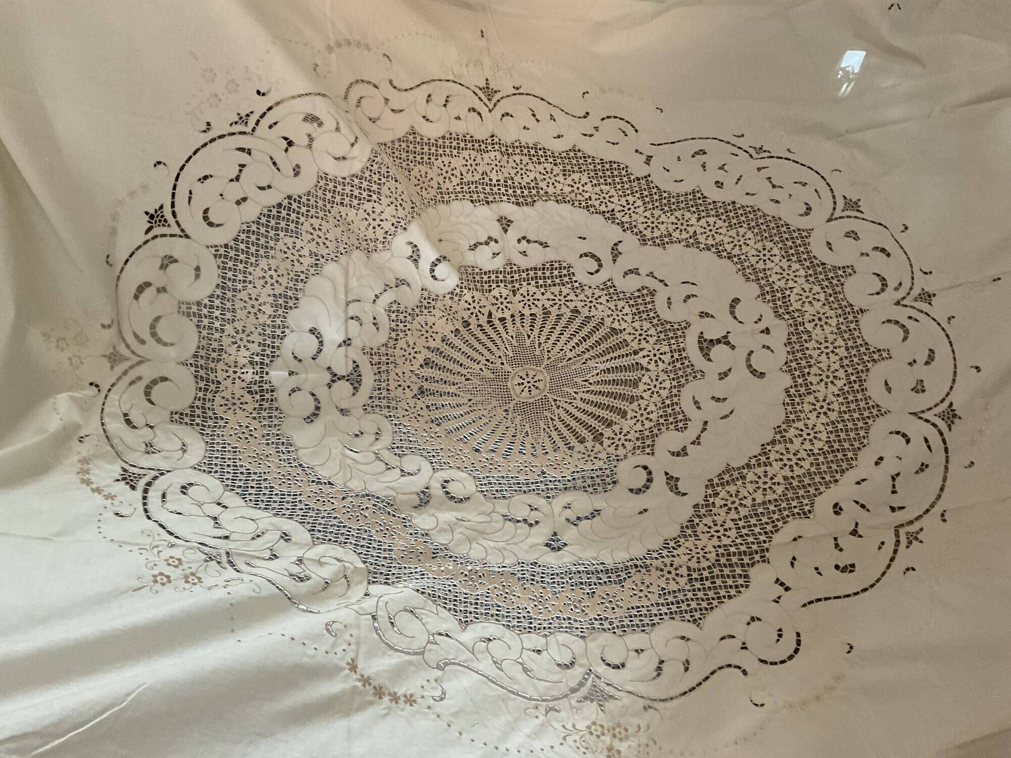 Richelieu embroidery tablecloth and crochet lace .268 x 237