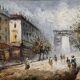 Oil painting on canvas: the Porte Saint Martin Paris 20th century