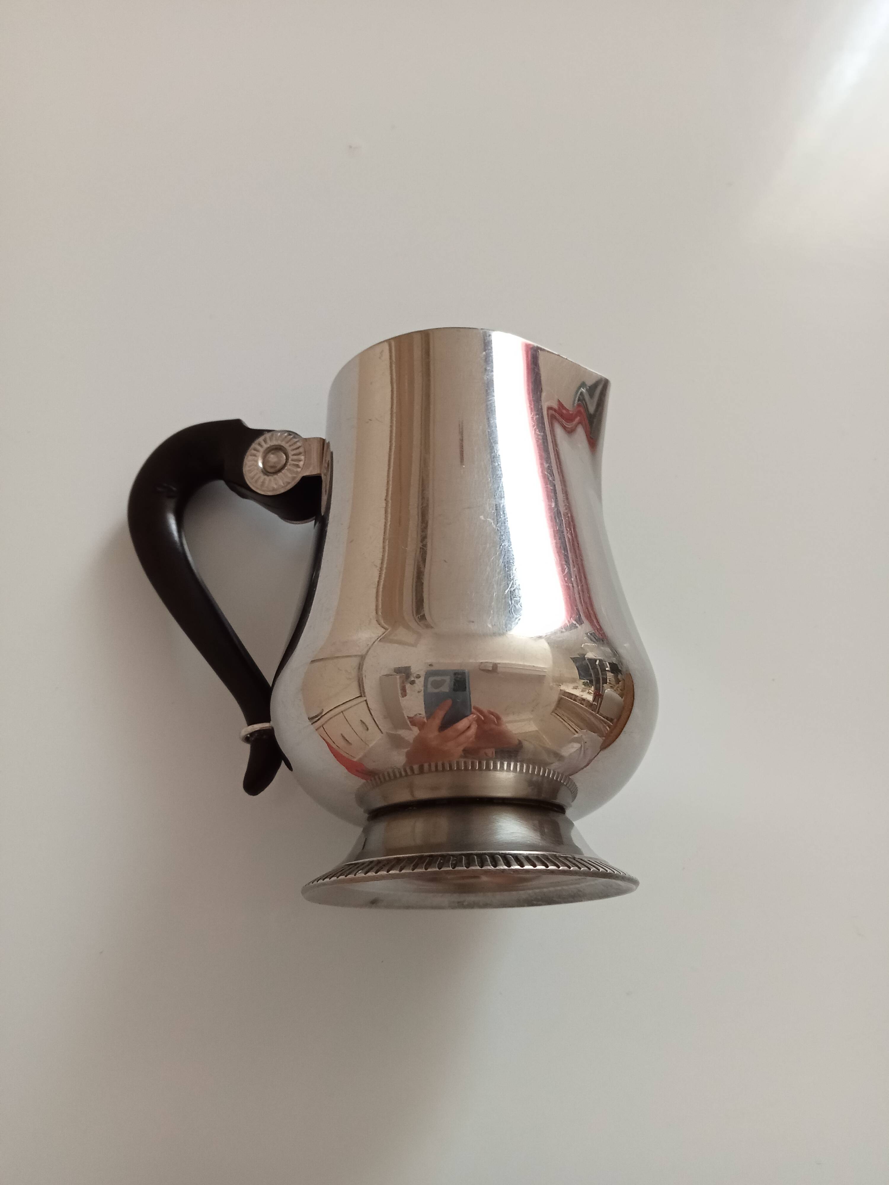 vintage cream jug Letang Remy - 18/10 stainless steel with black resin handle