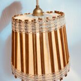 Vintage fabric and wood pendant light