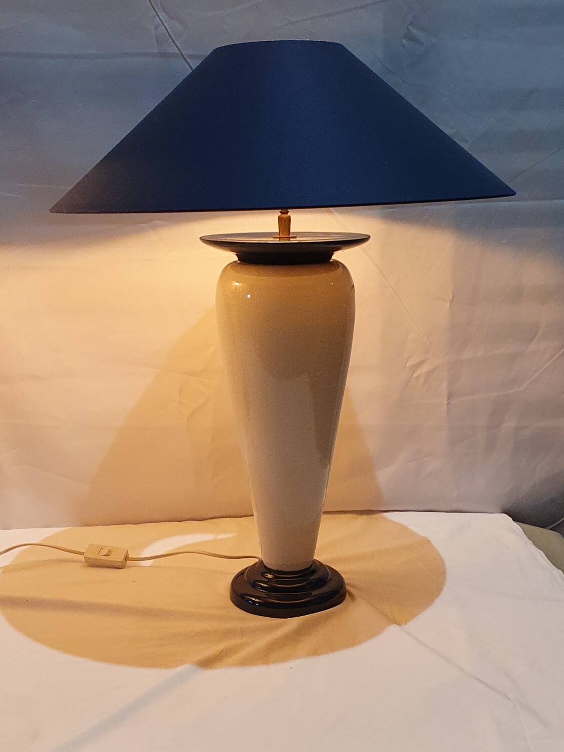 Set 2 lampes de table vintage Français Chatain 68 cm bleu