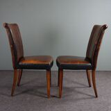 Set of 5 sheepskin dining chairs