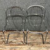 Pair of chromed metal chairs 1970