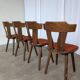 Vintage Tyrolean Dining Chairs: Set of 4, Red Fabric Seat, 1970s