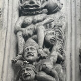 Print black and white silver photograph bas-relief of a twentieth century church