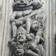 Print black and white silver photograph bas-relief of a twentieth century church