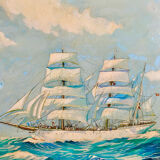 Peinture maritime originale – “Statsraad Lehmkuhl”, voile norvégienne