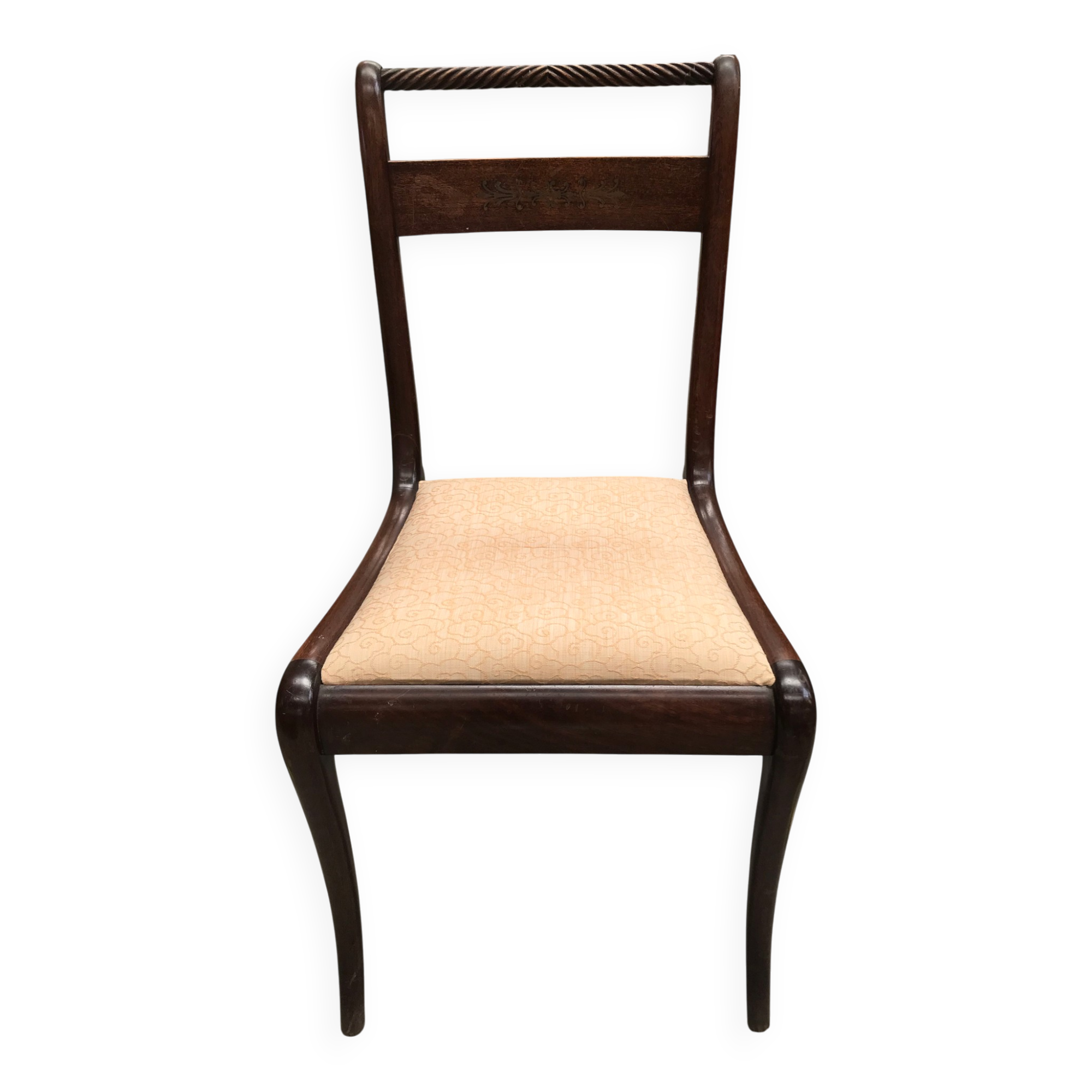 6 Art Nouveau chairs with brass marquetry