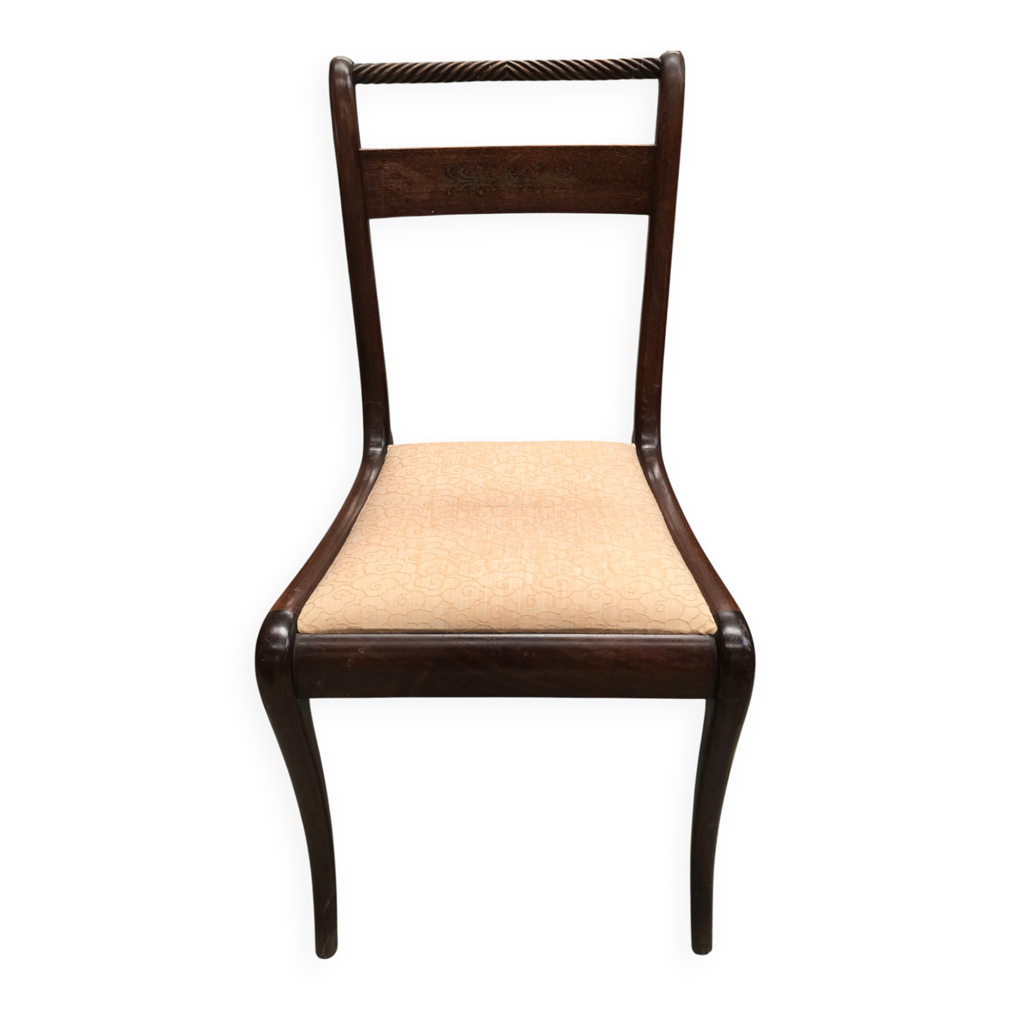 6 Art Nouveau chairs with brass marquetry