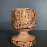 Brutalist egg cups in vintage raw solid wood