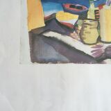 Aquarelle bord de mer colorée encadrée