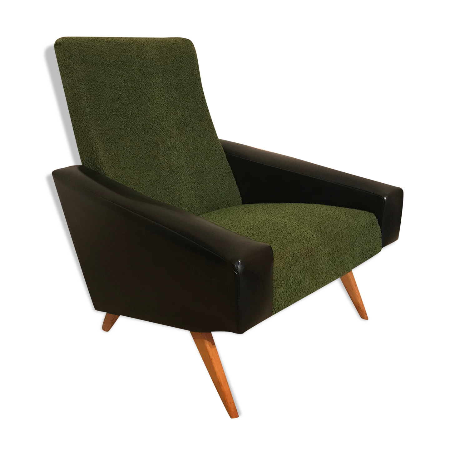 Vintage chair foot compass wool and skai