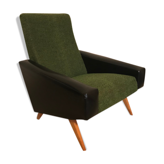 Vintage chair foot compass wool and skai