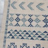 Handmade white and blue margoum carpet  145x70cm