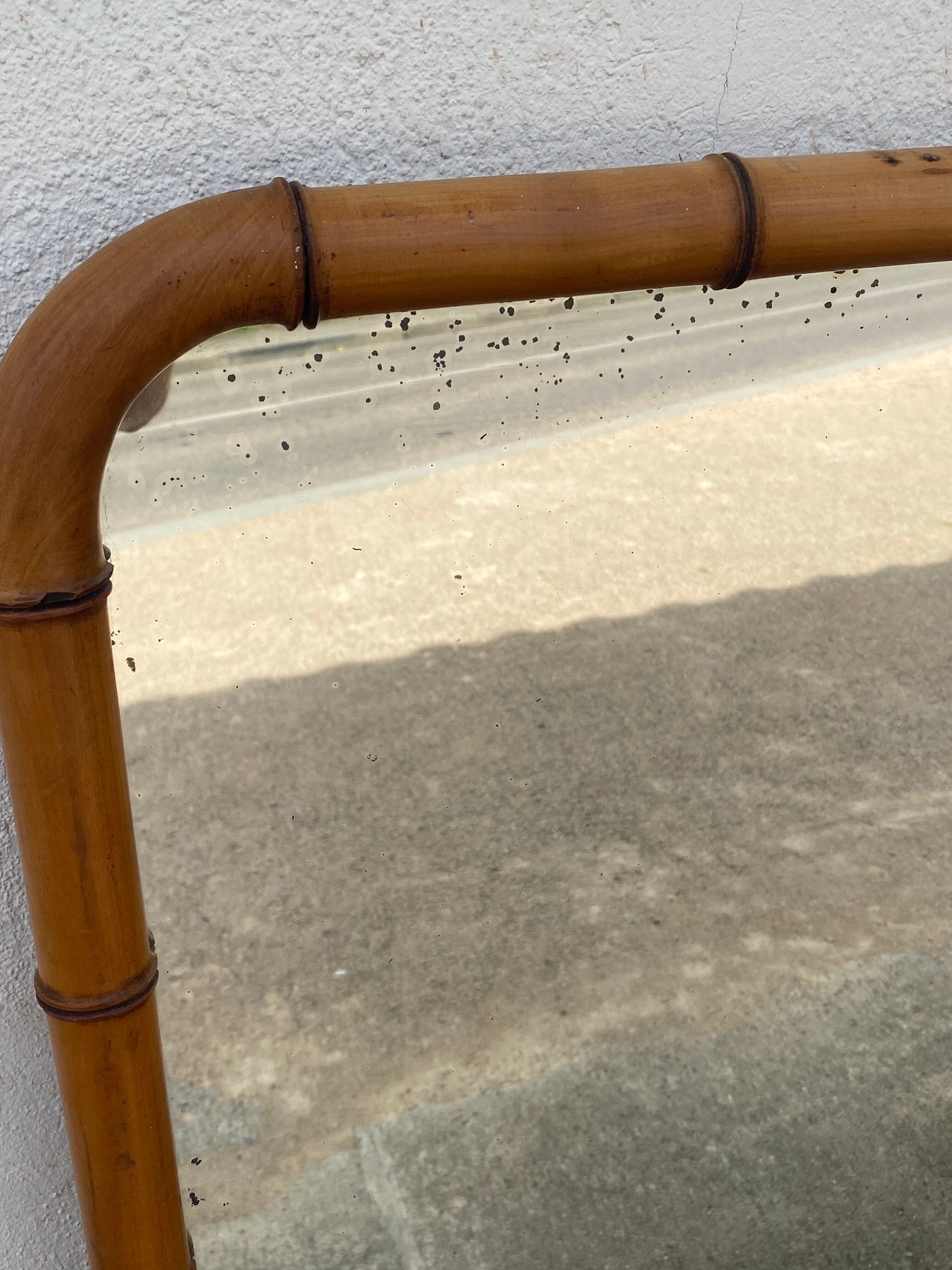 Wooden mirror imitation old bamboo
