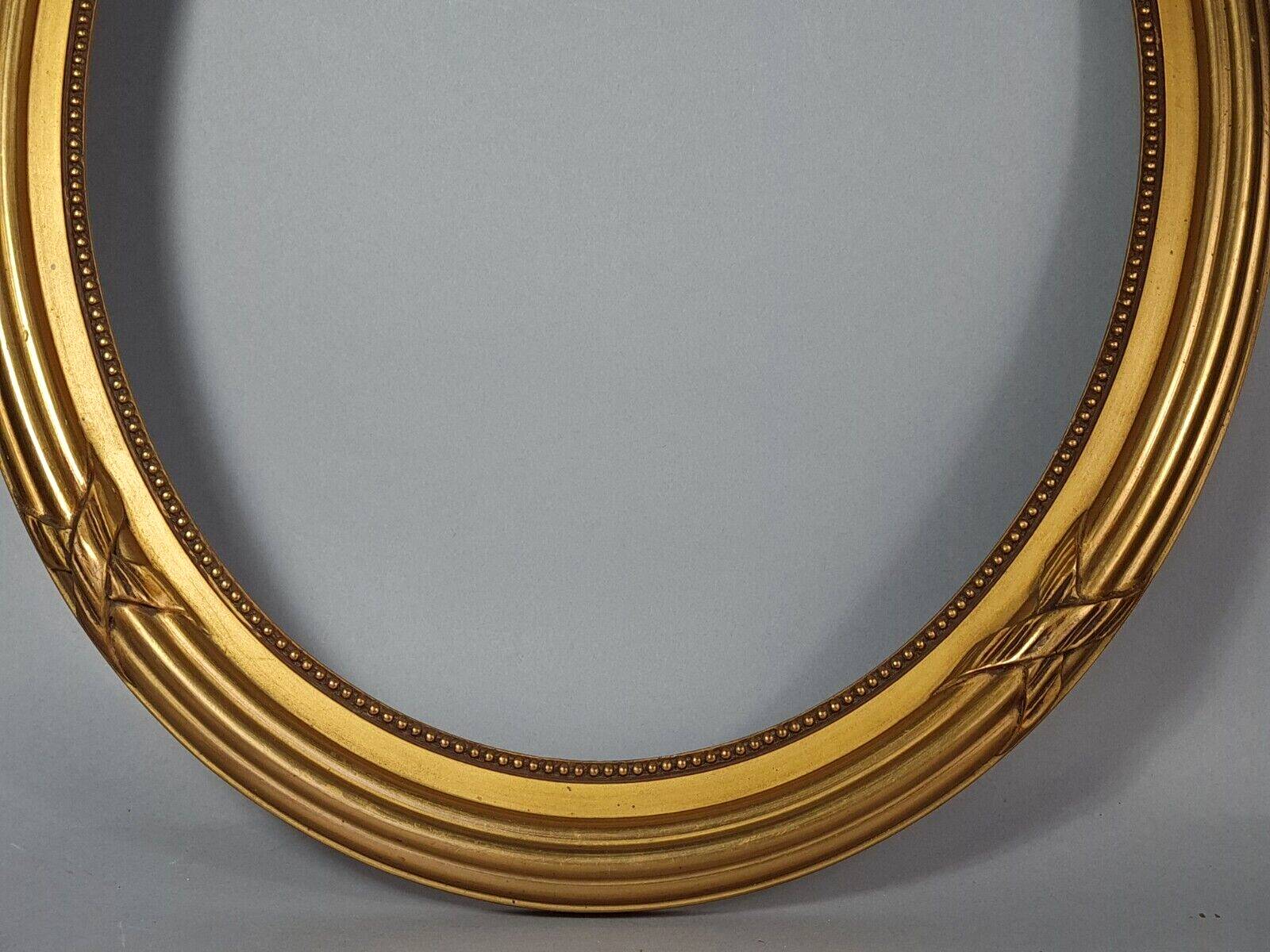 Old oval frame & glass 64x48 rebate 50x40 cm gilded stucco wood gold leaf