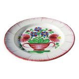 Ancienne Assiette Saint Clément : Panier de Fleurs