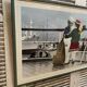 Old Color Print Sailor Children On The Naval Port + Green Wood Frame #B540