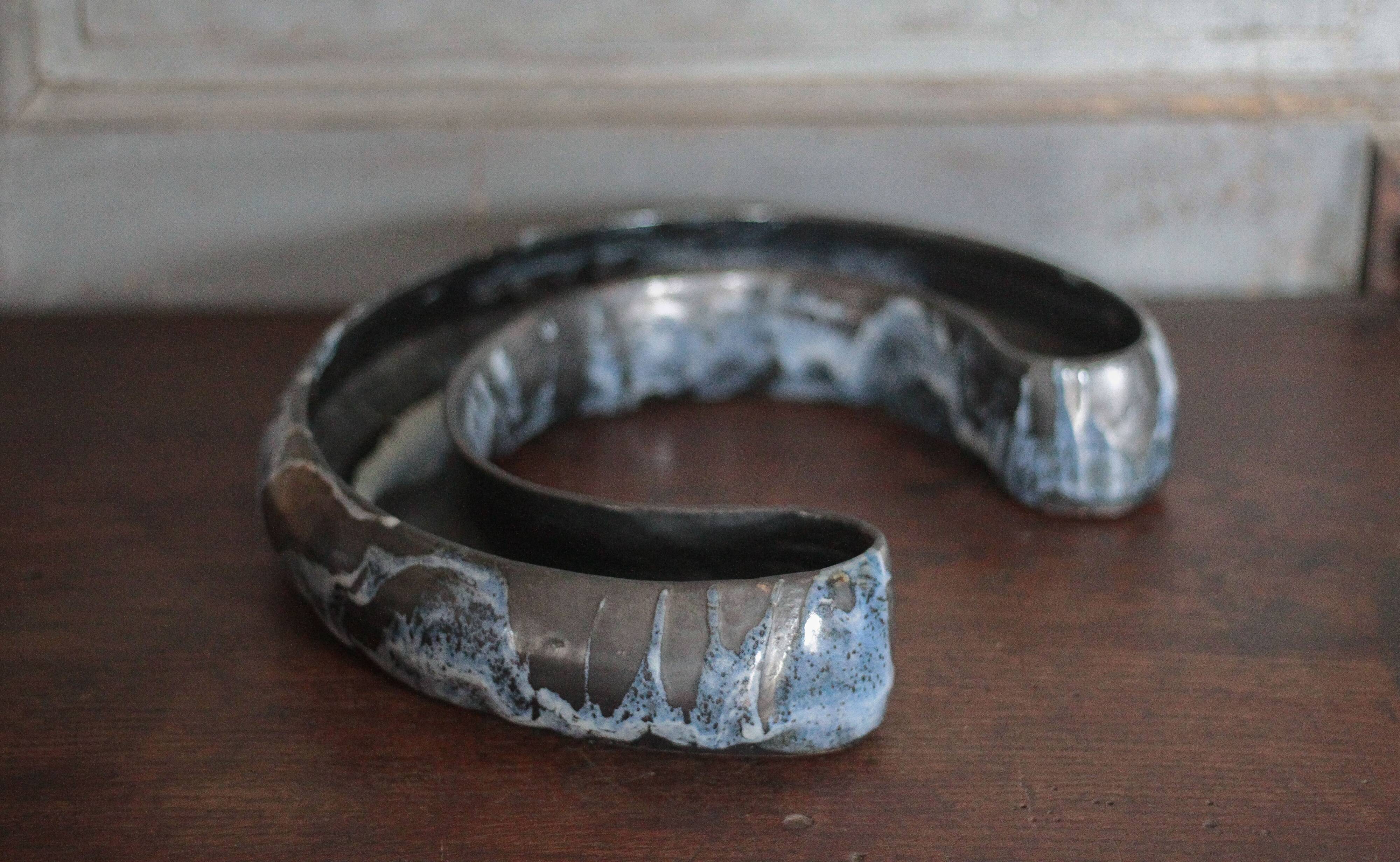 Ceramic jardinière signed Blain Francoise, pottery La Borne, centre of your