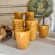Set of 12 ochre Chavaillon de Sarreguemines cups